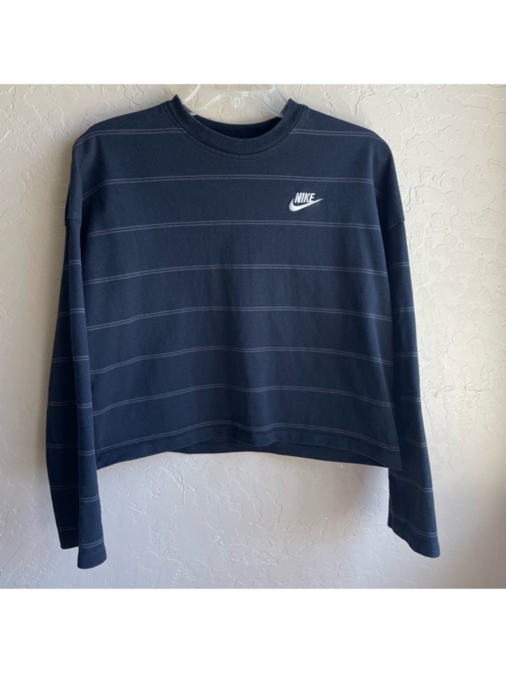 Nike Women's Navy Crewneck Sweater with White Logo